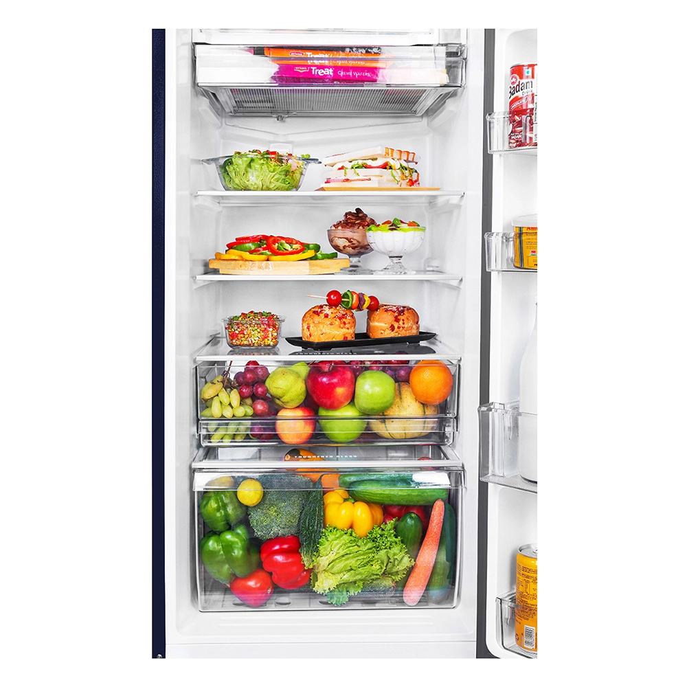 Haier 215L 3 Star Direct Cool Single Door Refrigerator with Toughened Glass Shelf comes in Glossy Marine Dahelia Finish HRD-2353CMD-P